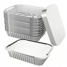 Household Commercial Aluminum Foil Baking Trays, Stackable Disposable Rectangular Food Holders - View 2