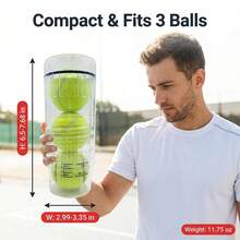 Padel 與網球壓力保存筒,氣密壓力保存儲存管,附 8-14PSI 刻度,可容納 3 顆球,防滑螺紋透明 PC 保壓容器 - 彩色 - 查看 3