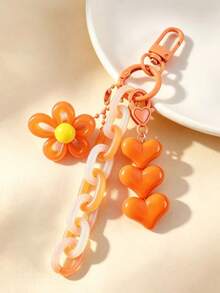 1pc INS Floral Chain Keychain Pendant Accessory, Creative Fresh Style Key Chain Bag Charm, Gift For Sisters And Besties, Birthday Gift, Mother's Day Gift - Multicolor - View 3