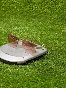 Shadewire 1 Paar Unisex Metallrahmenlose Farbverlauf Hellbraun Sonnenbrillen, High-End Mode, Sommer Strand, Urlaub, Outdoor Reisen, Outfits, Zurück zur Schule Vintage Retro - Goldener Doppeltee - Übersicht 1
