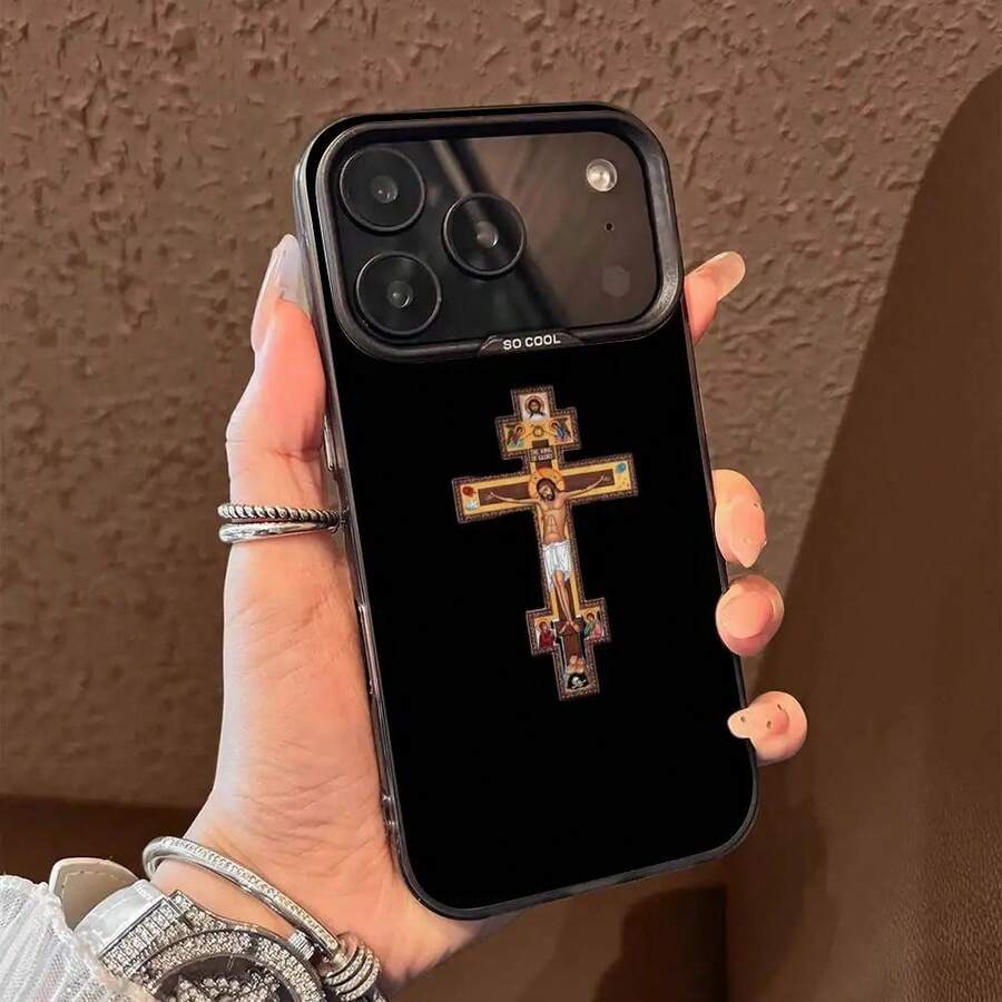 Orthodox Cross Icon Jesus God Phone Case For IPhone 17,16,15,14,13,12,11,Pro,Max,Plus,E,Air,Mini Black Tpu Cover TFGL - 4 - View 1