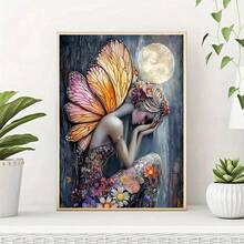 1 pièce Kit de peinture de diamant 5D motif papillon fée DIY, convient pour les débutants adultes, art de diamant mosaïque DIY, perçage complet, pour les passionnés du fait main, conception personnelle, applicable pour la décoration murale du salon, de la chambre, du bureau, peinture à suspendre, cadeau de décoration intérieure surprise pour les vacances pour la famille et les amis, sans cadre [30*40cm/11.8*15.7in][40*50cm/15.7/19.7in] - Pas de cadre - Voir 2