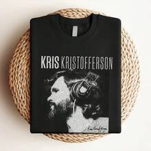 Women's Vintage Print T-Shirt By Kris Kristofferson Music Star Heavy Cotton Black All Sizes Unisex Shirt - Black - View 3
