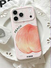 PJDNX 1pc Pink Watercolor Peach Print Phone Case, With Small Flowers And Cupcake Pattern, Stripes, Fruit Style, Bear, Glossy Film Hard Shell, Precise Lens And Earpiece Cutouts, Full Coverage, Ultra-Lightweight Bare-Hand Feel, Phone 17 Pro Max Phone Case, Compatible With Phone 16 Pro Max, 15 Pro Max, 14 Pro Max High-End Fashion Fun Phone - Watermelon Pink - View 1