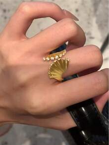 1pc Exquisite Butterfly Fan-Shaped Fashion Cute Style Copper Zirconia Multicolor Women's Open Ring, Suitable For Party, Gathering And Daily Outfit Accessory - Multicolor - View 6