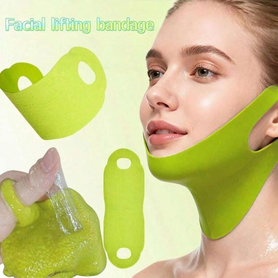 Tightening V-Face CACTOX COOLING V-UP MASK Cactus Pulling Bandage - Lime Green - View 1