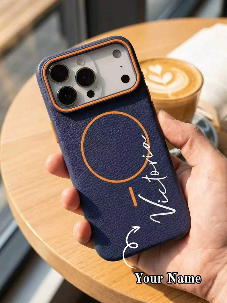 個性化客製化字母磁吸荔枝紋手機殼，相容 iPhone 17 Pro Max，支援 Air 無線充電，防摔防刮防指紋， 17 Pro Max 保護殼，聖誕節、假期與週年紀念日完美禮物