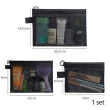 Travel Storage Bag Makeup Bag Transparent Mesh Portable Minimalist Toiletry Bag Storage Bag Large Capacity Lipstick Pouch - A - View 13