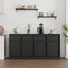Vielseitiges Sideboard für Esszimmer – Buffet Kommode mit 4 Türen & 4 Schubladen – Großer Aufbewahrungsschrank – Modernes Design für Küche, Wohnzimmer oder als Kaffeekonsole - Schwarz - Übersicht 6