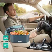 55W 12V Portable Electric Heated Lunch Box, Leakproof Food Warmer Container For Car Truck Office Travel Camping Adult Drivers - Black and Green - View 6