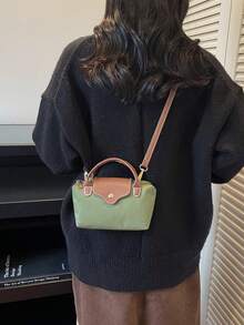New Mini Colorblock Patchwork Shoulder Bag, Personalized Casual Minimalist Crossbody Bag, Compact Exquisite Textured Handbag - Army Green - View 7