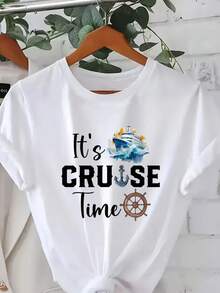 Fashionable Short-Sleeved T-Shirt For Ladies, Cute Little Bear Cool GIRL Letter Print Casual Loose-Fitting Women's 100% Pure Cotton Top, Women's Clothing - White - View 1