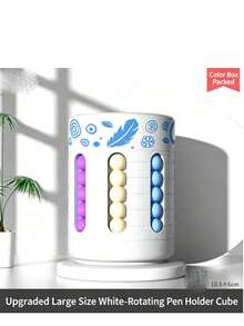 1pc Creative Rotating Pen Holder Gear Cube Finger Spinner Colorful Magic Beans. It Is Both A Desktop Stationery Storage Container And A Stress Reliever (The Beads Can Be Rotated Freely) - Multicolor - View 10
