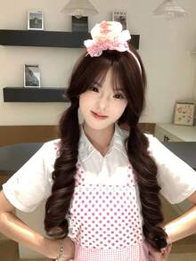 alicegarden 28-Inch Long Synthetic Wig Featuring A Natural Wavy Style In A A Stunning Chocolate Brown. Designed With Bangs , This False Hairpiece Is Perfect For Ms Daily Use, Offering A Natural And Natural Durable Wig Gift For Ladies. (No Accessories) - Chocolate Brown - View 4