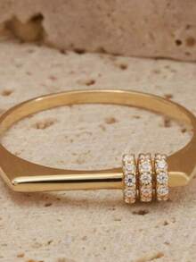 1pc Geometric Cross Niche Party Elegant High-End Luxury Asymmetrical Teenager Ring - Multicolor - View 6