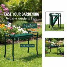 Outsunny 2 In 1 Garden Kneeler Seat Kneeling Pad Support Bench Foldable Knee Protector, Green-XY497375 - 01-0134 - View 2