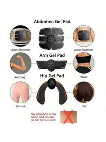 EMS Hip Muscle Stimulator Fitness Lifting Buttock Abdominal Arms Legs Body Massage With Gel Pads - Black - View 2