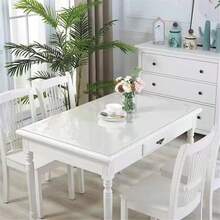 Khăn trải bàn bảo vệ trong suốt, Khăn trải bàn nhựa trong suốt, Khăn bảo vệ bàn ăn chống nước, Tấm lót bàn PVC Vinyl cho bàn cà phê, bàn ăn, bàn trang điểm & mặt tủ đầu giường - Trong suốt - Xem 5