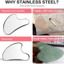 1pc 304 Stainless Steel Gua Sha Facial Tools - Face Massage Tools - Smooth Sturdy Metal Guasha Tool For Face Body - Massage Scraper Heart Shape Item(Silver) - Silver - View 4
