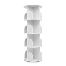 Bibliothèque rotative à 4 niveaux, blanche, étagère rotative pratique pour livres, jouets, salon et bureau à domicile, élégante et peu encombrante, facile à assembler, parfaite pour les chambres d'enfants et les petits espaces, comprend un coffre de rangement, qualité premium, disponible immédiatement - Blanc - Voir 9