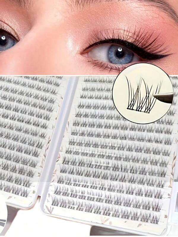 Dieses Wimpern-Heft enthält 384 einzeln gebündelte Wimpern, mit wiederverwendbaren Wimpern und einem zarten, kreuzweise angeordneten Fischschwanz-Design. Sie sind weich und leicht, bieten einen sehr natürlichen Look für tägliches Make-up oder Arbeit und sind perfekt für die Wimpernverlängerung.