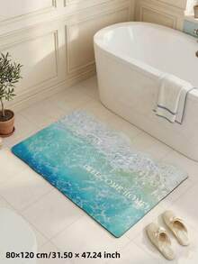 1pc, Summer New, Beach Wave + "Welcome" Slogan Doormat, Summer Hot-Selling, Door Mat, Small Rug, Welcome Mat, Carpet, Floor Mat, Outdoor Door Mat, Kitchen Rug, Home Decor, Front Door Mat, Area Small Rug, Outdoor Mat, Home Decor, Area Rug, Garden Rug, Washable Rug - Multicolor - View 4