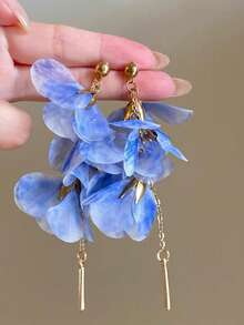 Elegant Floral Tassel Earrings, Suitable For Weddings, Banquets, Parties, Jewelry For Brides, Gift For Friends,Classy,Festival - Pink - View 5