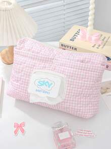 1Pc Quilted Travel Makeup Bag Cute Cosmetic Bag Large Capacity Multi-Functional Storage Bag Mommy Bag Baby Clothes Bag Diaper Bag Wet Wipes Bag Underwear Storage Bag Portable Diaper Organizer Cosmetic Organizer Travel Essential Bridesmaid Gifts - Multicolor - View 12