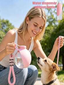 1pc Spherical Portable Water Bottle (With Foldable Drinking Cup), Pet Water Bottle With Shock-Proof Hanging Rope, Leak-Proof Seal, Suitable For Outdoor, Home And Travel, Essential For Dogs In Summer - 285ml - View 3