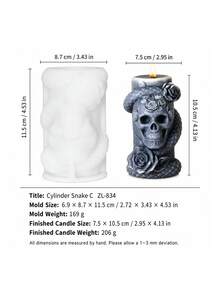 矽膠樹脂模具，萬聖節骷髏與幽靈手矽膠模具，DIY萬聖節裝飾飾品模具。適用於DIY萬聖節家居裝飾配件，可用於製作環氧樹脂、香氛蠟燭、石膏、水泥等材料手工矽膠模具。樹脂蠟燭製作模具 - 萬聖節-矽膠模具 - 查看 15