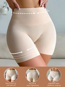 Pantalones Cortos Modeladores De Color Sólido Para Mujeres - Blanco - Ver 1