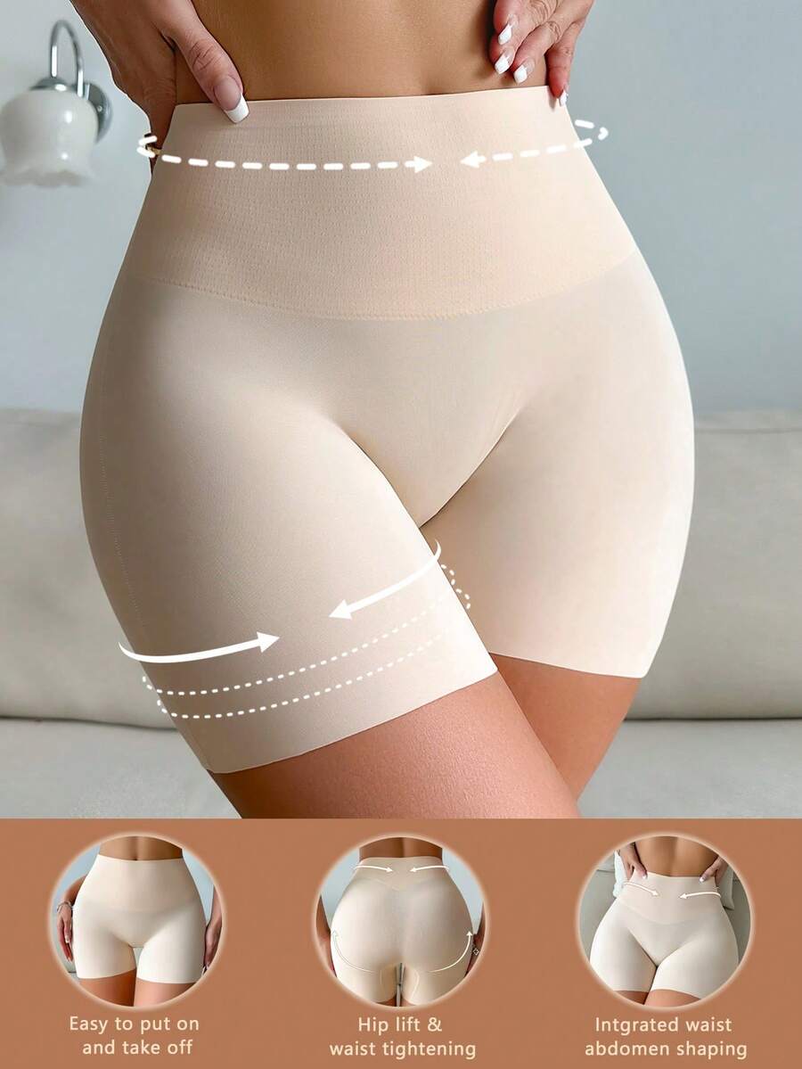 Pantalones Cortos Modeladores De Color Sólido Para Mujeres - Blanco - Ver 1