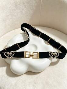 1 pièce Ceinture élastique fine avec strass, ceinture pour femmes, ceinture de luxe avec décoration de strass, ceinture élastique réglable, ceinture gaine de taille haut de gamme pour femmes, accessoire de taille polyvalent, peut être assorti avec des robes, des costumes et des jeans, conception de taille élastique, convient pour le port quotidien, les rassemblements, les fêtes et les occasions de mariage - Multicolore - Voir 4