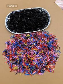 1000 piezas de ligas para el cabello desechables, coloridas, simples y versátiles - Multicolor - Ver 7