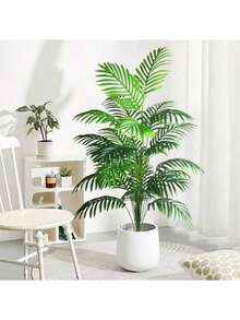 1/3/60pcs Artificial Palm Tree In Sturdy Plastic Pot, Large Fake Tropical Palm Plant For Indoor/Outdoor Office Building Living Room Home Decor - Green - View 5