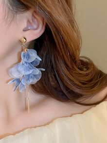 Elegant Floral Tassel Earrings, Suitable For Weddings, Banquets, Parties, Jewelry For Brides, Gift For Friends,Classy,Festival - Pink - View 4