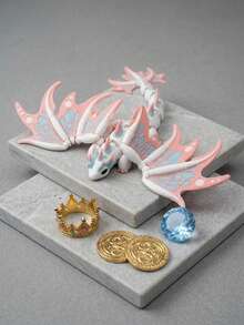 3D列印可動龍雕像 1件 可擺造型身體搭配可動鱗片，適合3歲以上，動態3D列印藝術品，紓壓指尖玩具，聖誕萬聖節裝飾，聖誕禮物、情人節禮物、復活節禮物、開學季，3D列印動物 - 彩色 - 查看 2