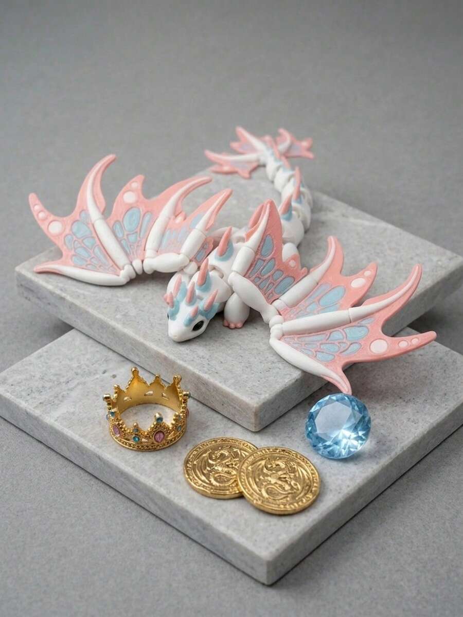 3D列印可動龍雕像 1件 可擺造型身體搭配可動鱗片，適合3歲以上，動態3D列印藝術品，紓壓指尖玩具，聖誕萬聖節裝飾，聖誕禮物、情人節禮物、復活節禮物、開學季，3D列印動物