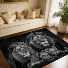 Cashmere-Like Black And White Lion Illustration Pattern Printed Outdoor Rugs, Exquisite Cozy Carpets In Diverse Styles. Suitable For Home, Outdoor, Malls & Cafes, Machine Washable, Various Sizes Available. - A - View 6