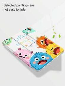 1pc Cute Cartoon Monster Letter Pattern Pencil Slot Painted Silicone Shockproof Tablet Protective Case With Sleep/Wake Function Compatible With Xiaomi - Multicolor - View 3