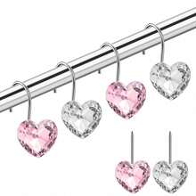 Heart-Shaped Shower Curtain Hook Set, Rust-Resistant And Durable, With Beautifully Designed Rings, Made Of High-Quality Stainless Steel. An Ideal Choice For Bathroom Essentials. - Multicolor - View 6
