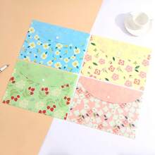3PCS Floral A4 Document Bags - Random Style - Transparent PVC Snap Button Folders, Creative Storage For Students And Office, Pastel Floral Pattern - A - View 9