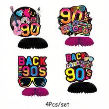Set de decorațiuni pentru petreceri cu tematică anii '90, 27 de bucăți, banner retro din hârtie și spirale agățate, articole de petrecere în stil disco rock hip hop, potrivit pentru decor vintage pentru petreceri de ziua de naștere - Vizualizare 14