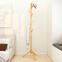 Perchero de piso de madera práctico para uso doméstico - color madera - Ver 9