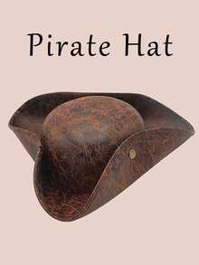 1pc Vintage Pirate Tricorne Hat, Perfect Decoration For Various Parties, High Top Hat, Movie Costume Hat, Clown Hat, Irish Dance Costume Hat, Etc. - Multicolor - View 2