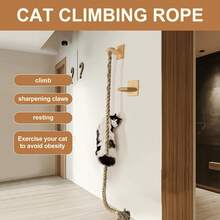 Cat Climbing Rope, Cat Climbing Rope With Full-Size Scratching Board, Equipped With Climbing Rope, Large Ladder And Resting Platform - Promote Healthy Habits, Bring Endless Fun. (51.18in) - Brown - View 5