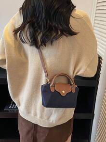 New Mini Patchwork Contrast Color Shoulder Bag, Personalized Casual Minimalist Crossbody Bag, Compact Exquisite Textured Handbag - Blue - View 8