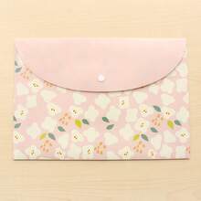 3PCS Floral A4 Document Bags - Random Style - Transparent PVC Snap Button Folders, Creative Storage For Students And Office, Pastel Floral Pattern - A - View 5