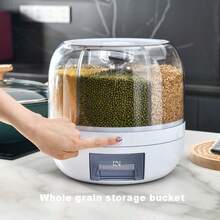Detachable Rotating Rice Bucket, Grain Storage Bucket, Moisture-Proof And Insect-Proof Seal, Suitable For Rice, Cereals, Wheat, Pet Food, Etc., Kitchen Supplies - White - View 4
