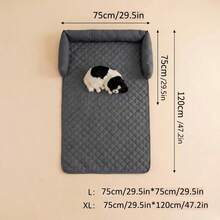 1 pièce Lit pour animaux de compagnie de couleur unie à carreaux, résistant à l'eau, antidérapant et fin, convient aux petits et moyens chats et chiens pour toutes les saisons - Gris foncé - Voir 2